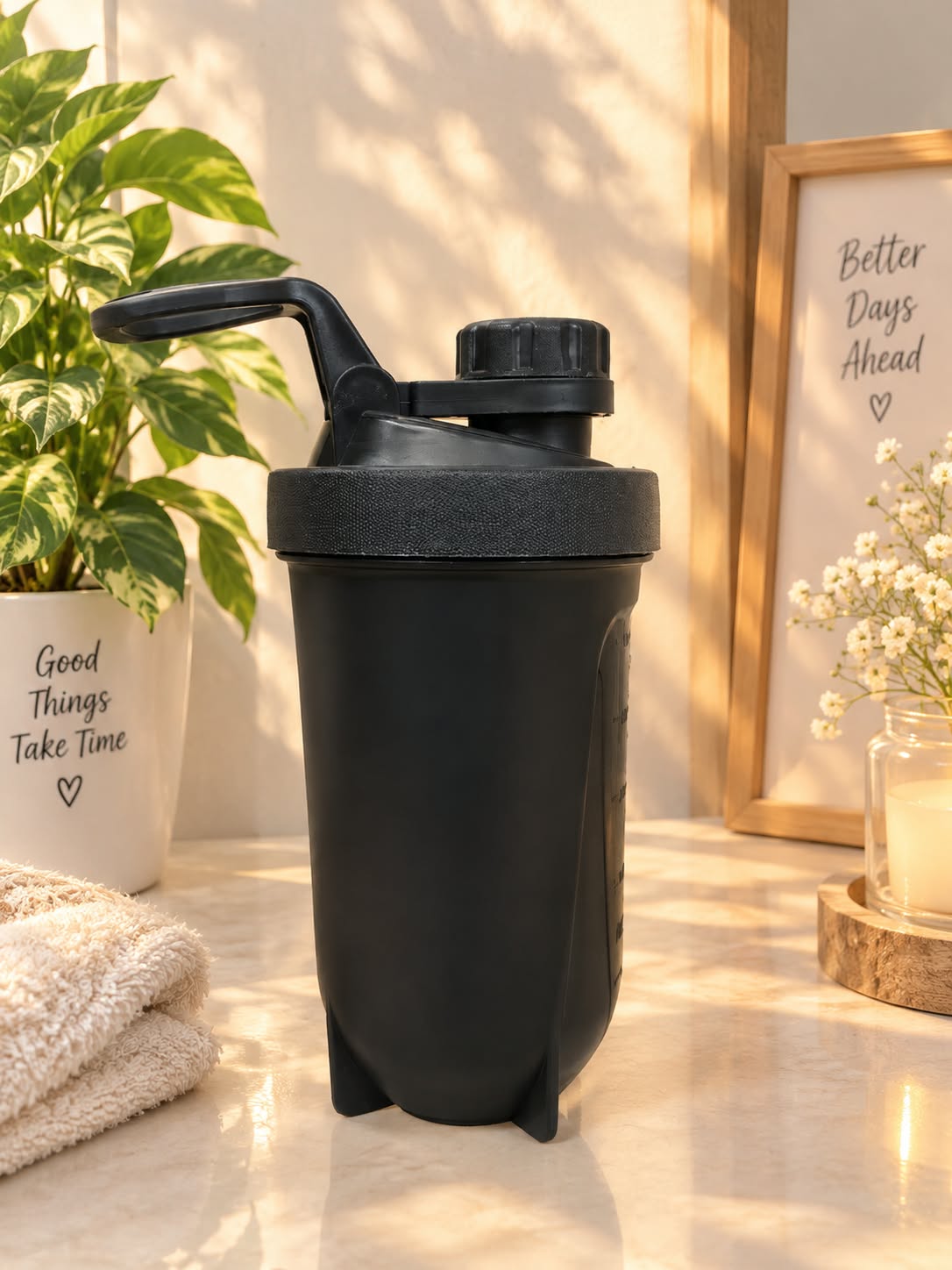 LEO 2 500ML Matte Black Protein Shaker Bottle