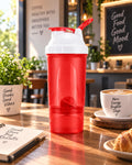 FUSION 2 600ML Crimson Red Protein Shaker Bottle with Storage