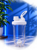 Transparent Clear Protein Shaker Bottle with White Agitator | Gym Water Bottle
