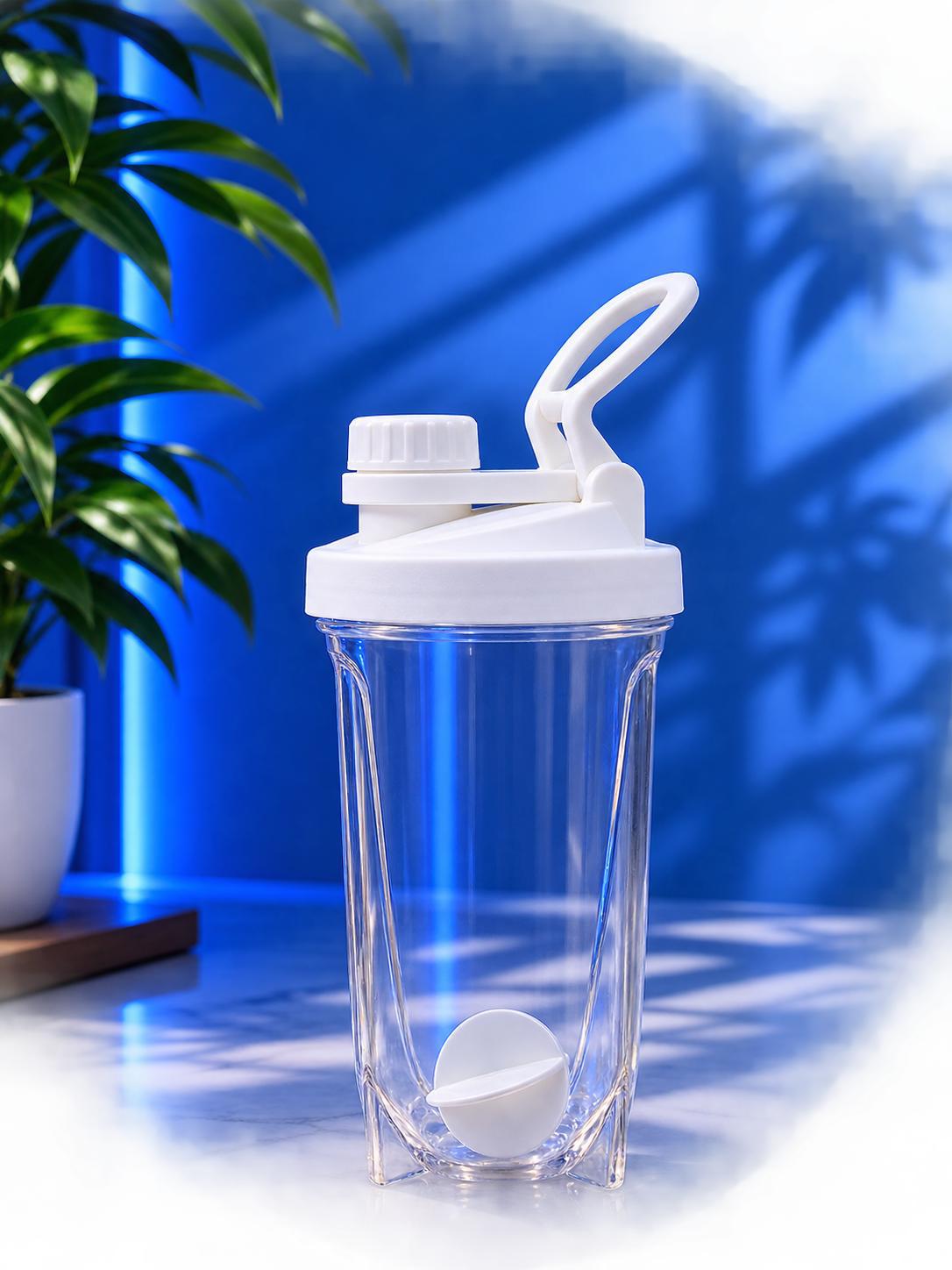 Transparent Clear Protein Shaker Bottle with White Agitator | Gym Water Bottle
