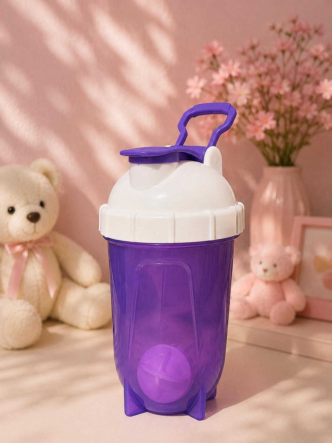 Transparent Purple Protein Shaker Bottle with Agitator Insert | Gym Water Bottle