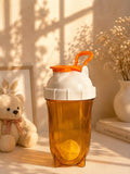 Transparent Amber Orange Protein Shaker Bottle with Flip Cap | Gym Water Bottle