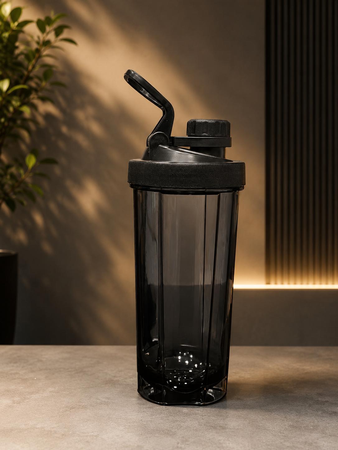 Transparent Amber Orange Protein Shaker Bottle with Flip Cap | Gym Water Bottle