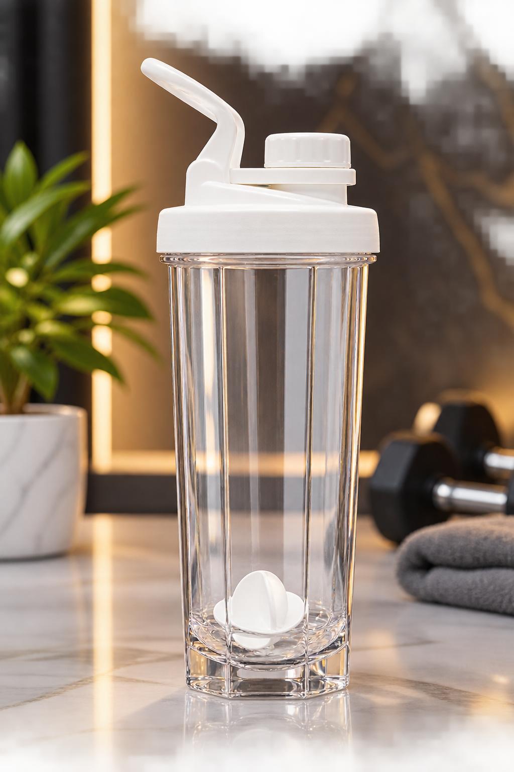 Transparent Clear Protein Shaker Bottle with Agitator Insert | Gym Water Bottle