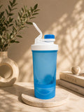 Transparent Sky Blue Protein Shaker Bottle with Twist Cap | Gym Water Bottle