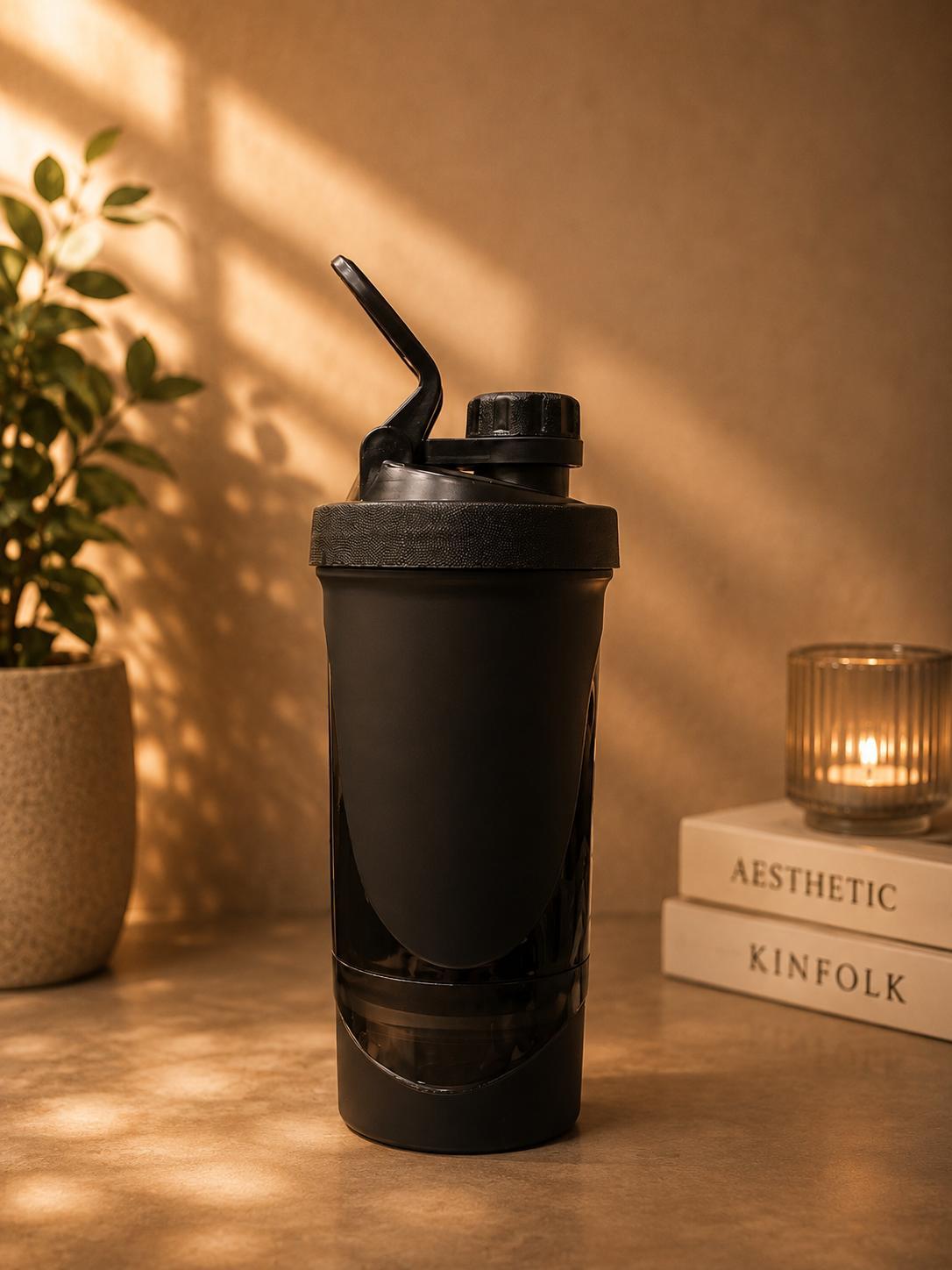 Transparent Frosted White Protein Shaker Bottle with Twist Cap | Gym Water Bottle