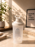 Transparent Frosted White Protein Shaker Bottle with Measurement Markings | Gym Water Bottle