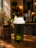 Transparent Olive Green Protein Shaker Bottle with Agitator Insert | Gym Water Bottle