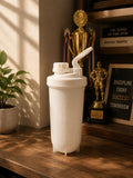 Matte White Protein Shaker Bottle with Measurement Markings | Gym Water Bottle