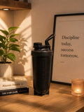 Matte Black Protein Shaker Bottle with Measurement Markings | Gym Water Bottle