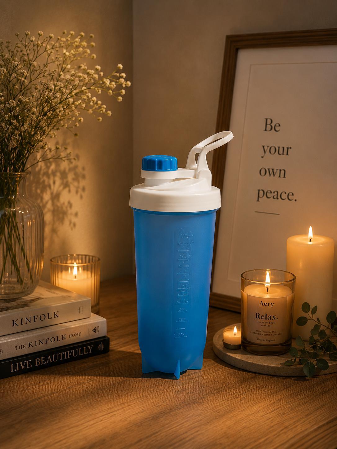 Royal Blue Protein Shaker Bottle with Measurement Markings | Gym Water Bottle