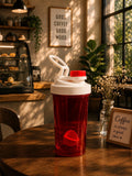 Transparent Red Protein Shaker Bottle with Mixing Insert | Leak-Proof Gym Water Bottle