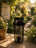 Smokey Clear Black Protein Shaker Bottle with Agitator | Gym Water Bottle