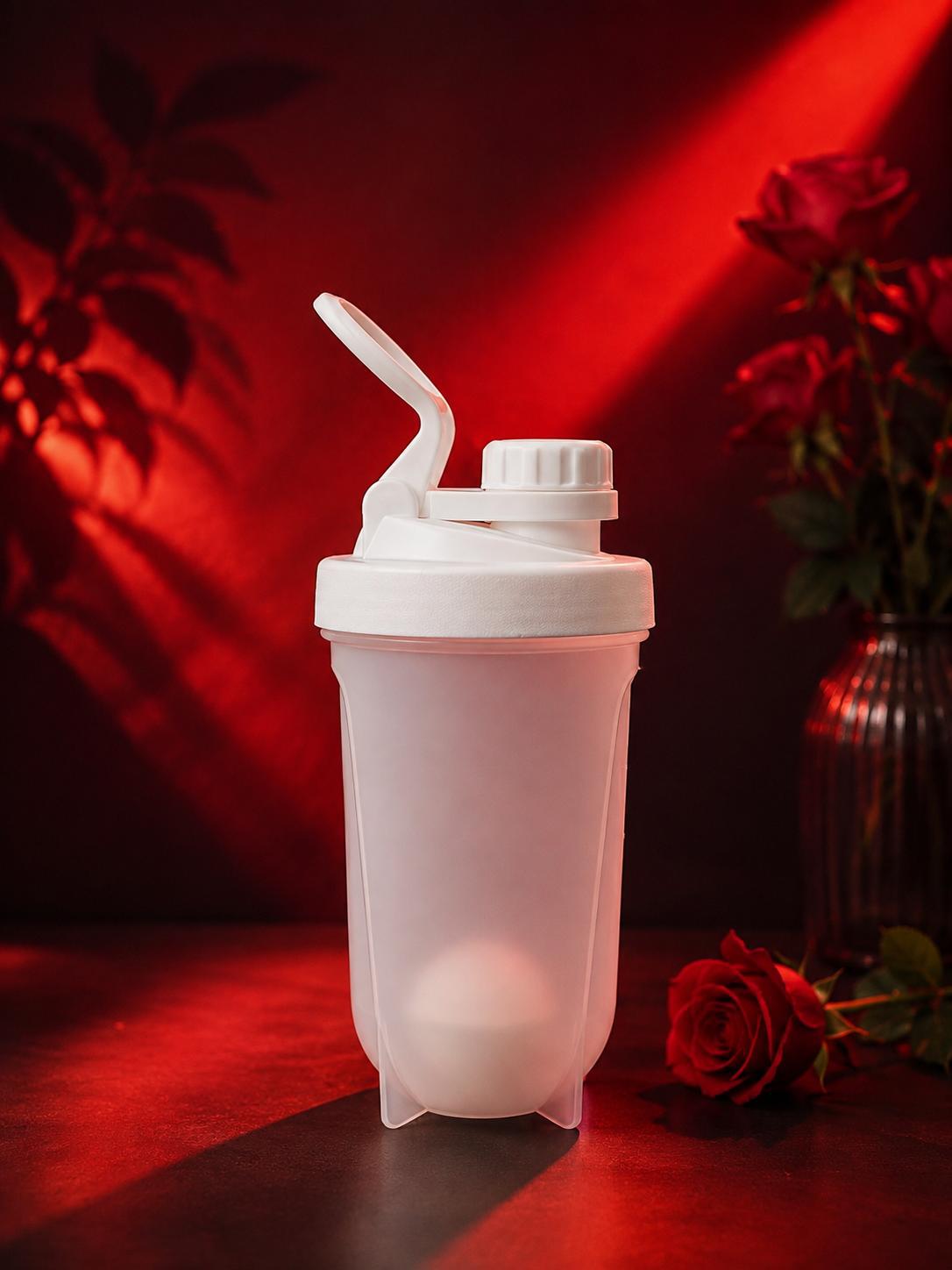 Transparent Black Protein Shaker Bottle with Mixing Agitator | Gym Water Bottle