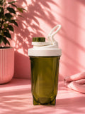 Transparent Olive Green Protein Shaker Bottle with Base Feet | Gym Water Bottle