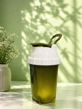 Transparent Olive Green Protein Shaker Bottle with Base Feet | Gym Water Bottle