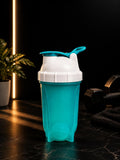 Transparent Teal Protein Shaker Bottle with Base Feet | Gym Water Bottle