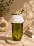 Transparent Olive Green Protein Shaker Bottle with Mixing Insert | Gym Water Bottle