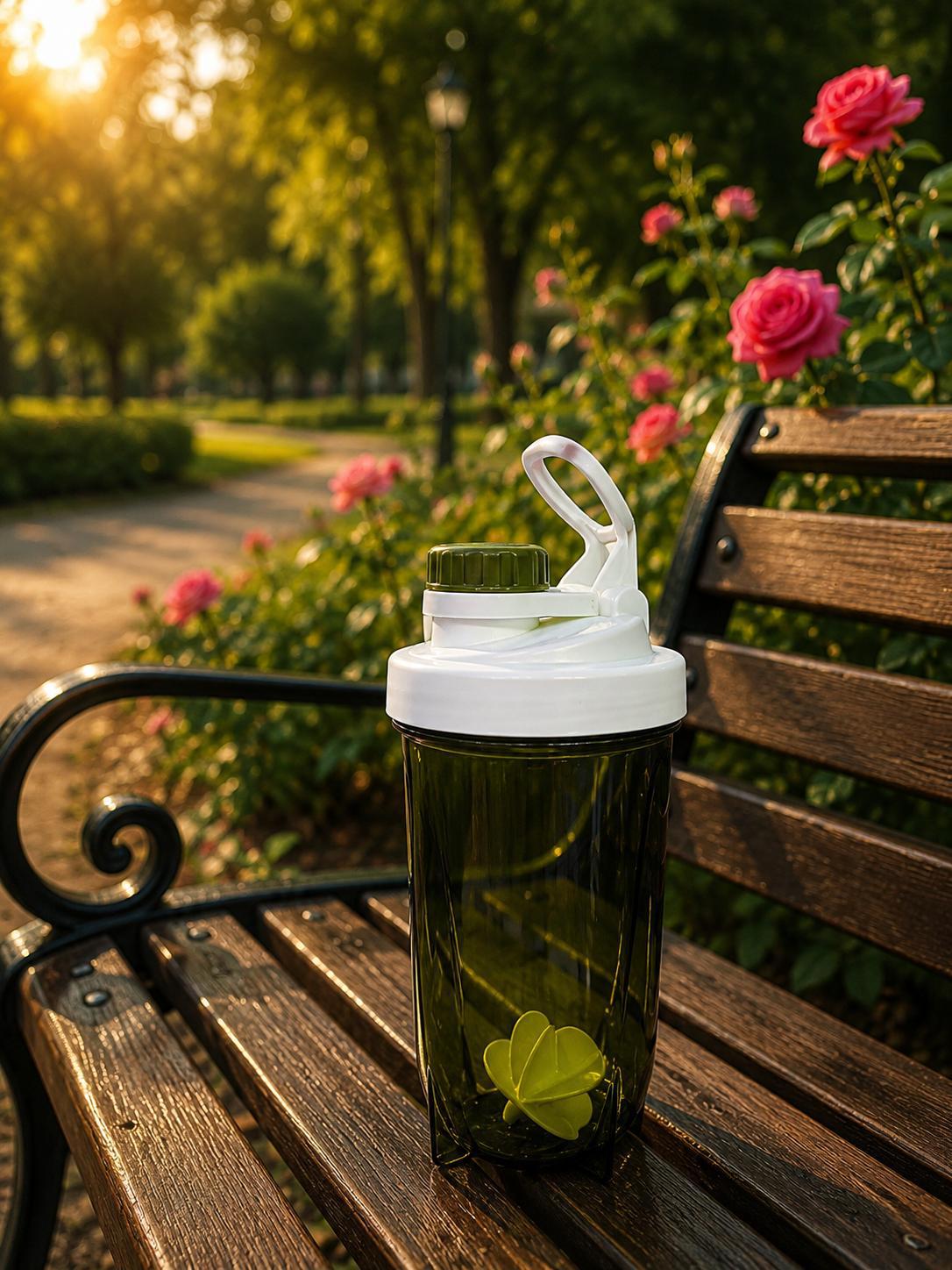 Transparent Olive Green Protein Shaker Bottle with Agitator | Gym Water Bottle
